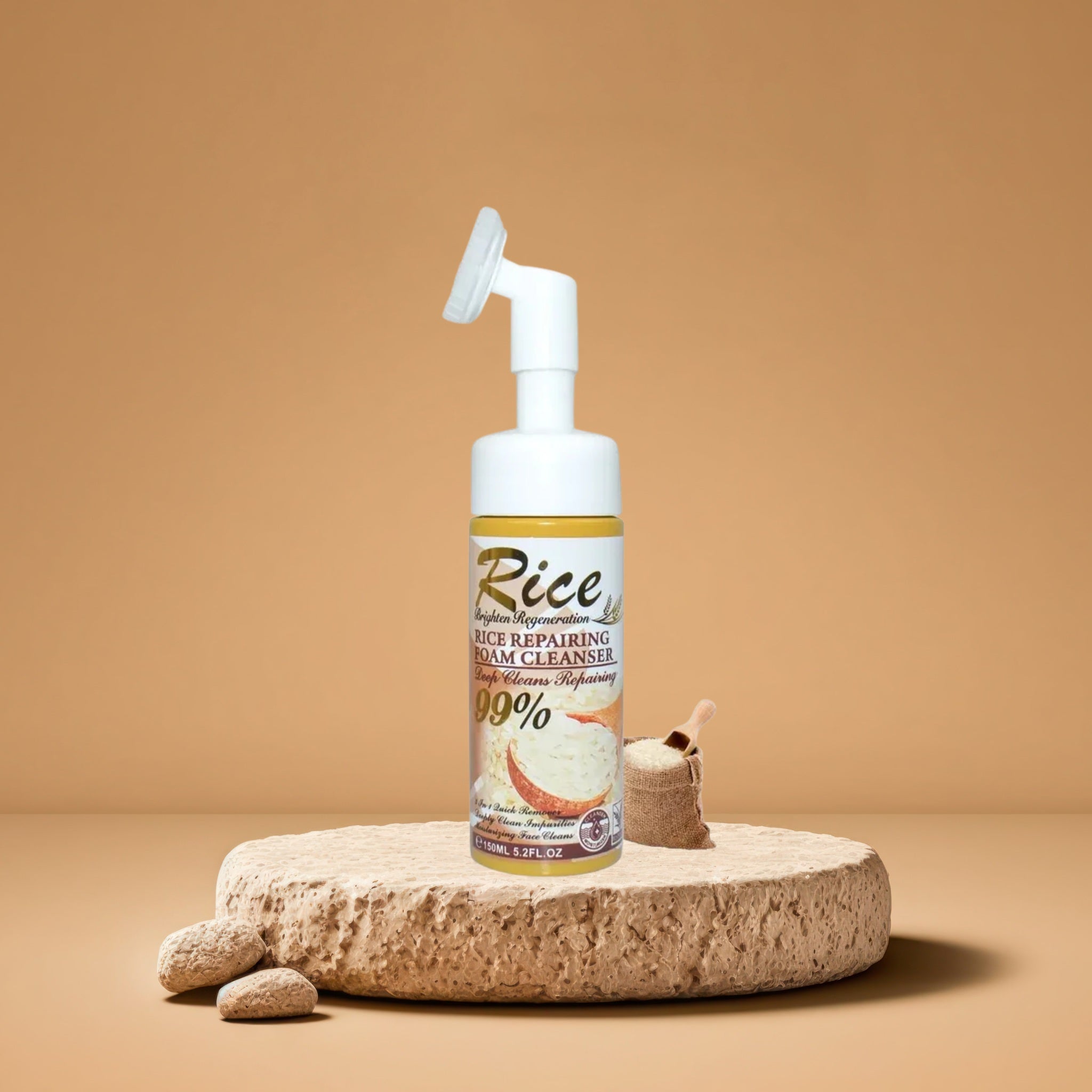 Rice Repairing Foam Cleanser – With Built-in Face Brush