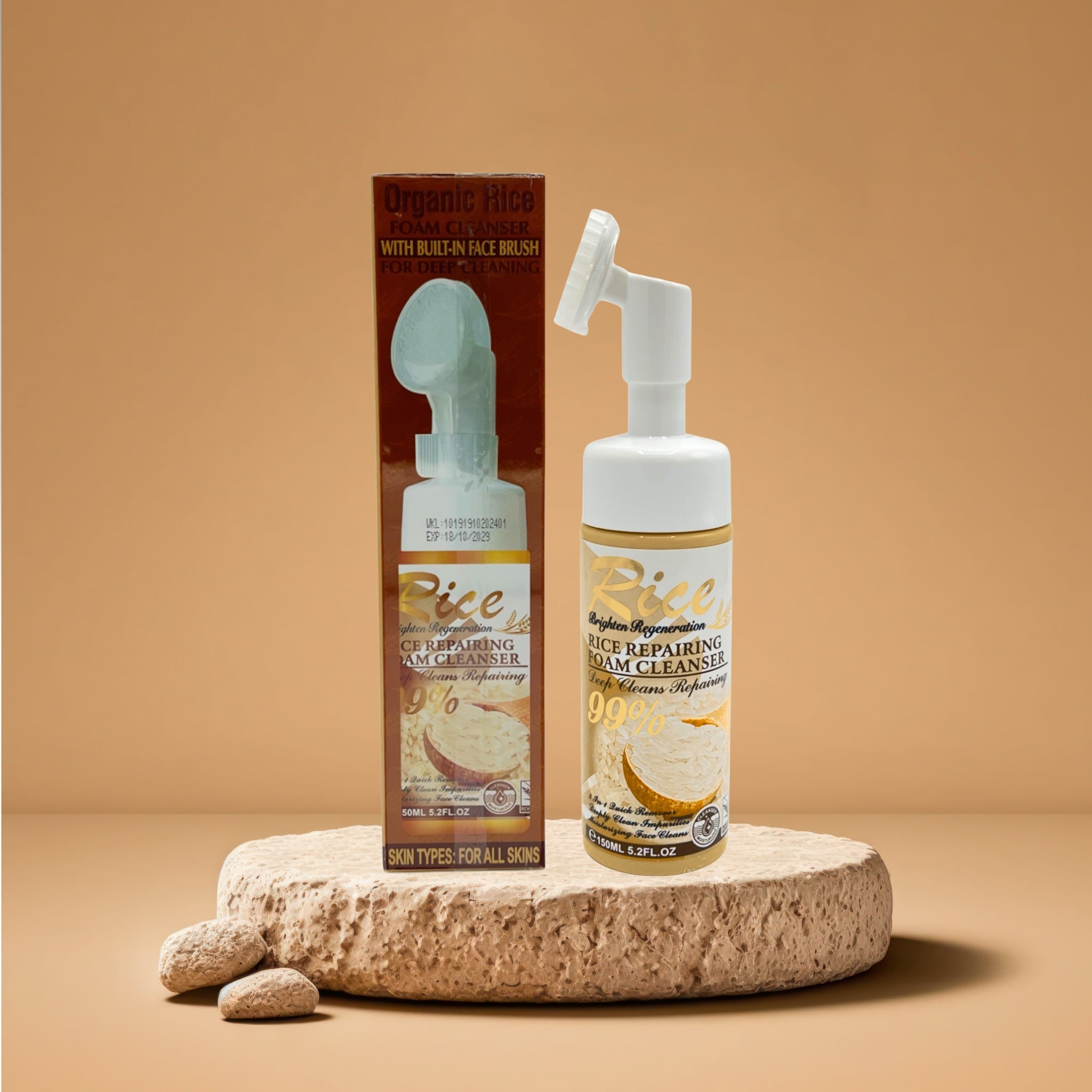 Rice Repairing Foam Cleanser – With Built-in Face Brush
