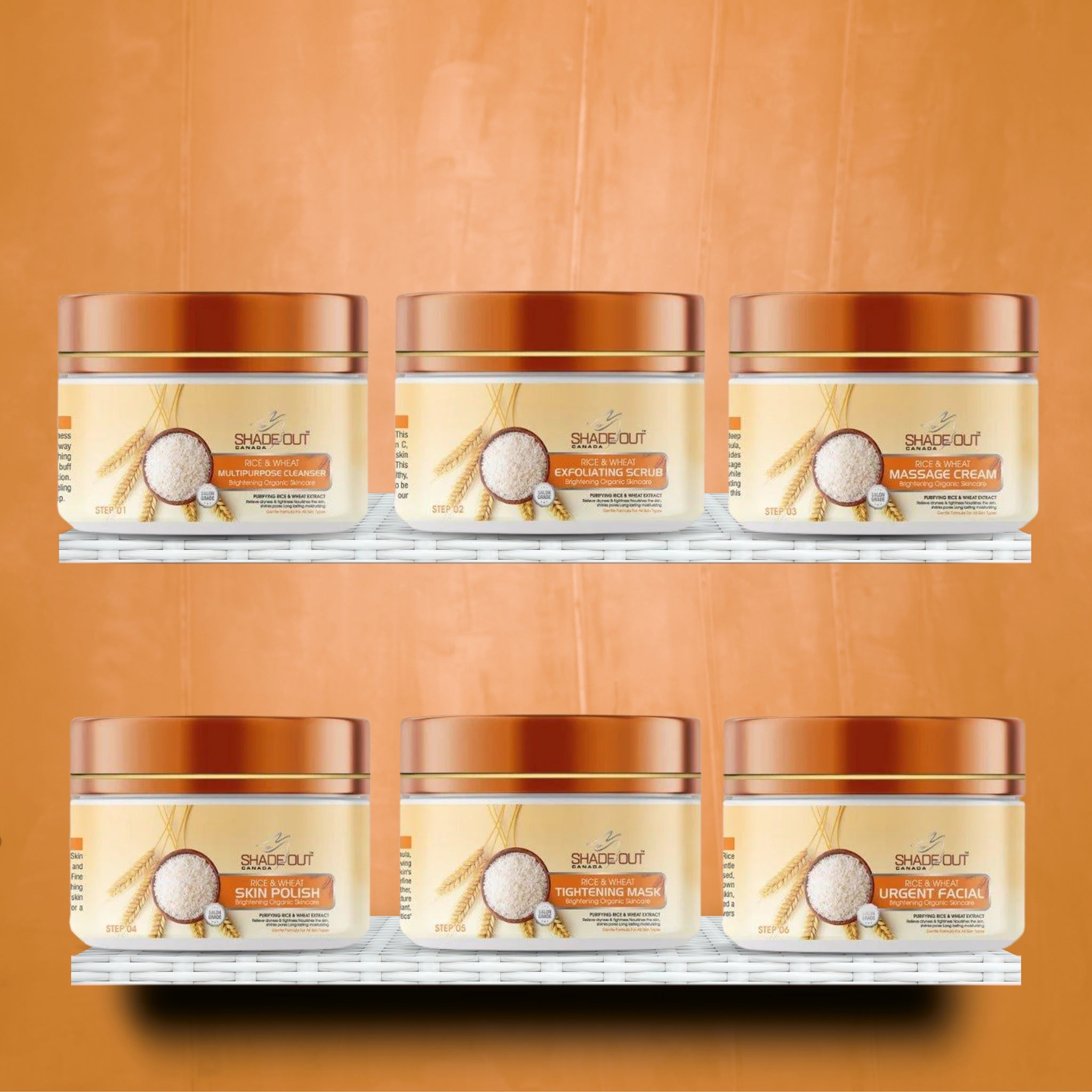 SHADE OUT Rice & Wheat Facial Kit – 6 Step Professional Skincare Set