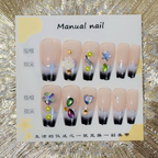 12 Pcs  3D Floral & Gemstone Press-On Nails