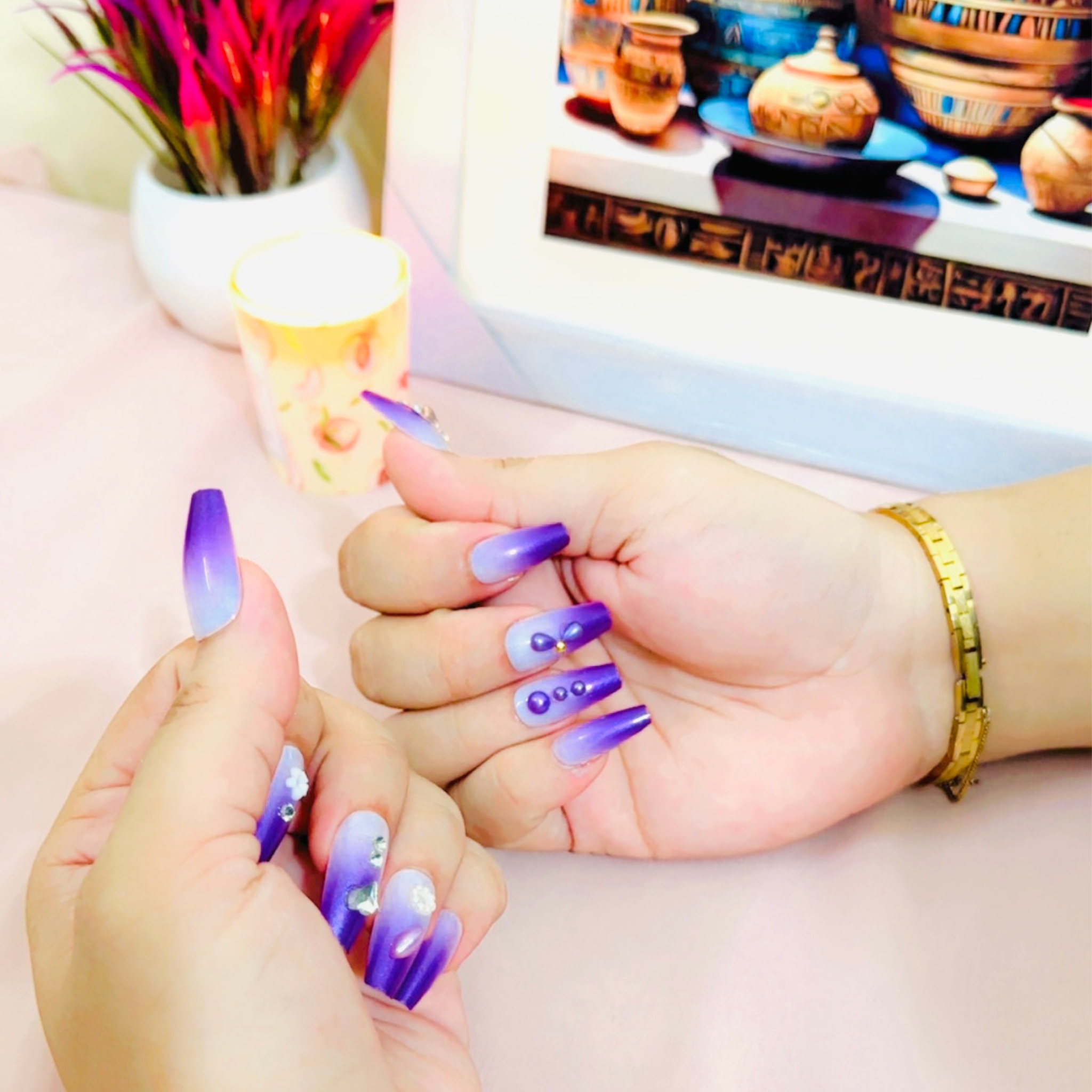 12-Piece Gradient Gem Set-Lavender Dream Press-On Nails