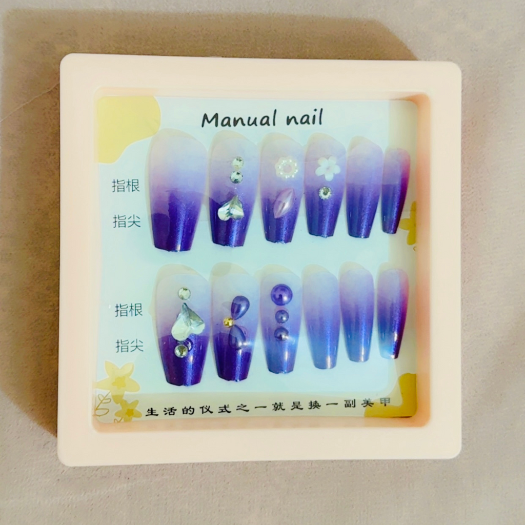 12-Piece Gradient Gem Set-Lavender Dream Press-On Nails