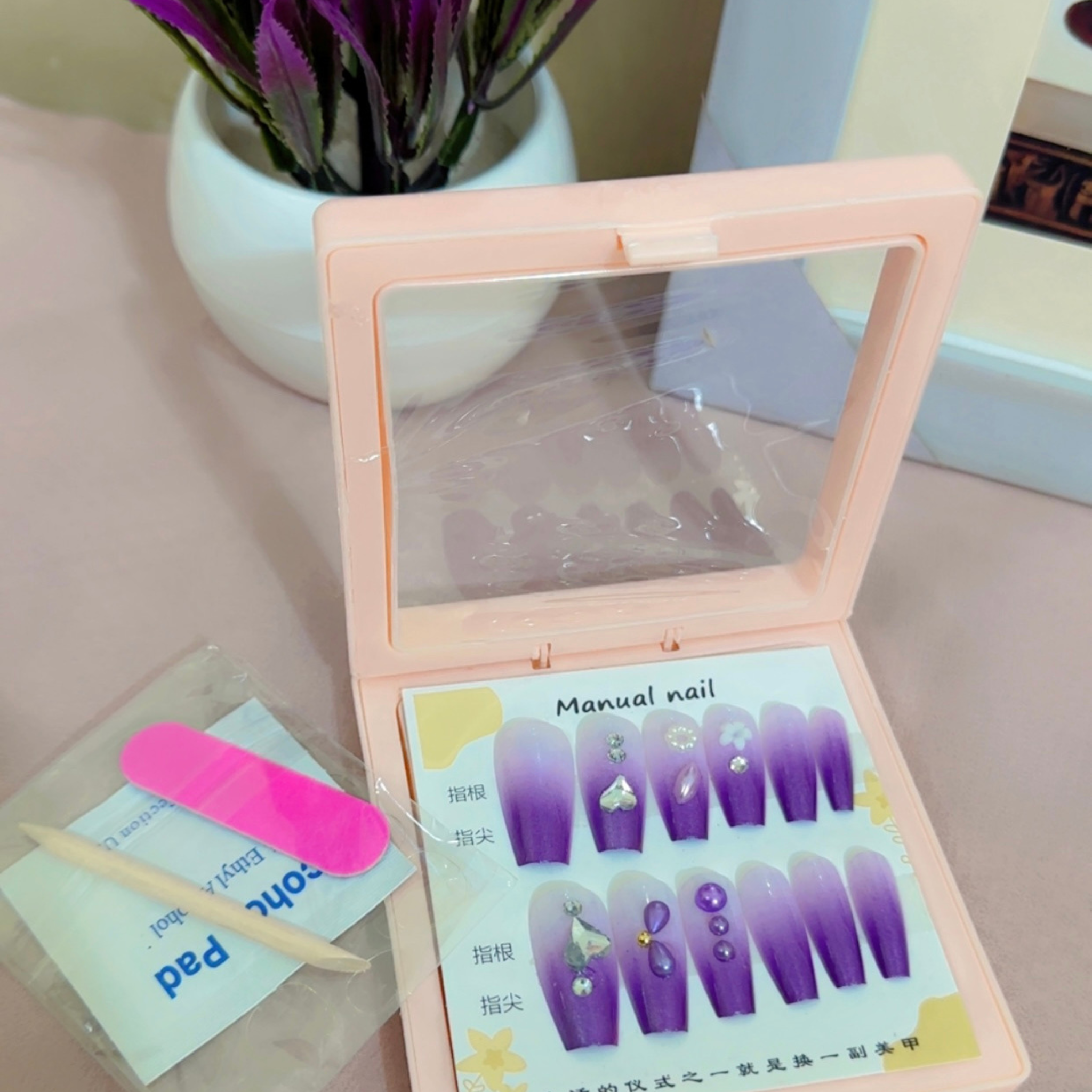 12-Piece Gradient Gem Set-Lavender Dream Press-On Nails