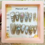 12 Pcs Nails Set Elegant Brown Press-On Nails