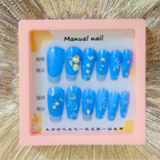 12 Pieces Blue Floral & Gemstone Press-On Nails