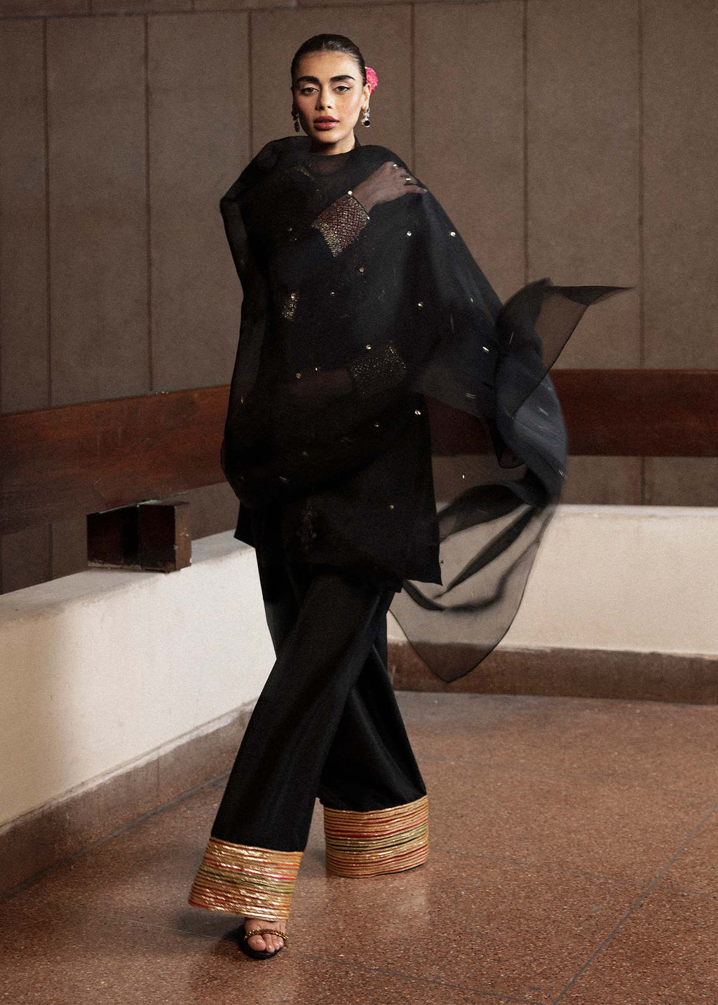 Luxury Black Hand Embellished 3 Piece Formal Suit
