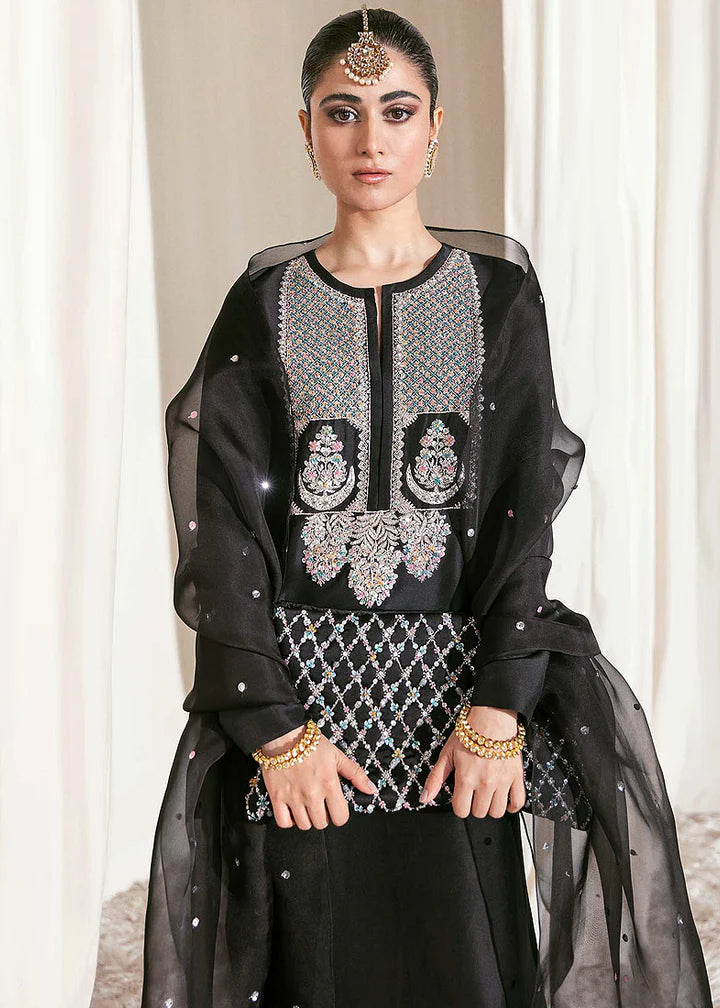 Luxury Black Embroidered 3 Piece Formal Suit